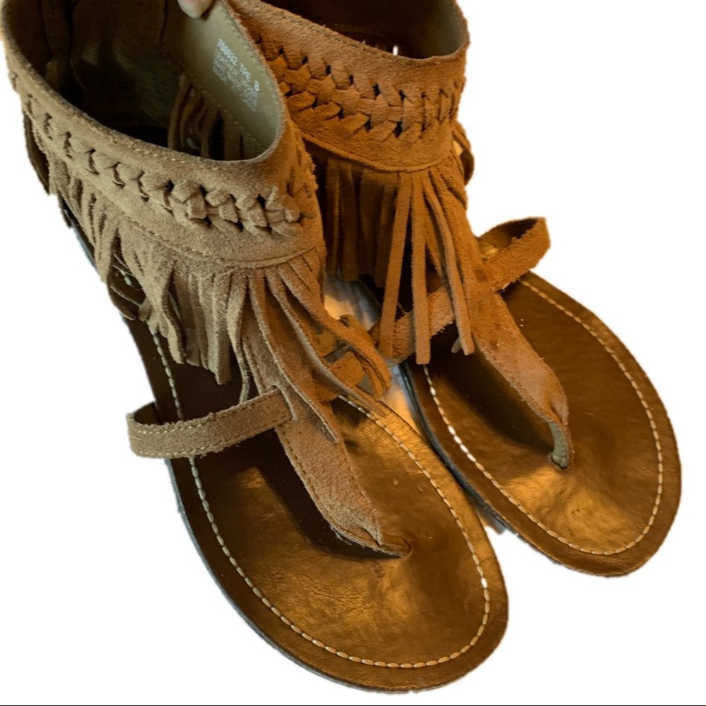 Minnetonka Fringe Suede Sandals